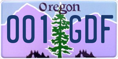 OR license plate 001GDF