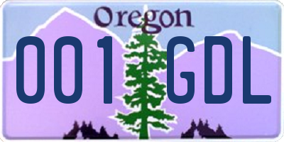 OR license plate 001GDL