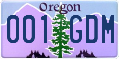 OR license plate 001GDM