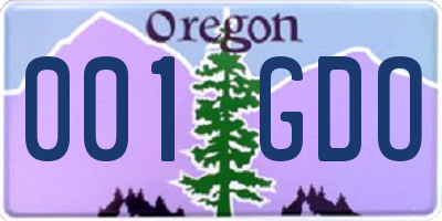 OR license plate 001GDO