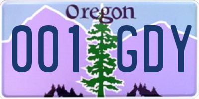 OR license plate 001GDY