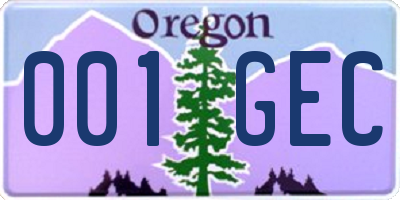 OR license plate 001GEC