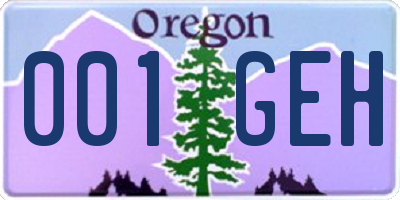 OR license plate 001GEH