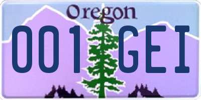 OR license plate 001GEI