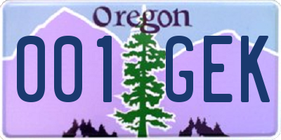 OR license plate 001GEK