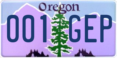 OR license plate 001GEP