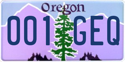 OR license plate 001GEQ