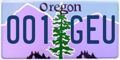 OR license plate 001GEU