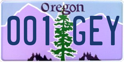 OR license plate 001GEY
