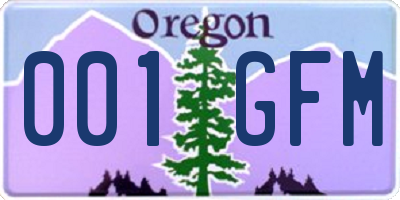 OR license plate 001GFM