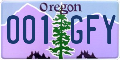 OR license plate 001GFY