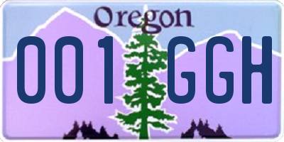 OR license plate 001GGH