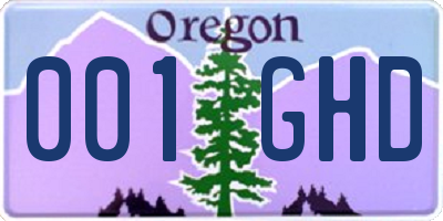 OR license plate 001GHD