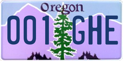 OR license plate 001GHE