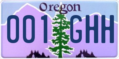 OR license plate 001GHH