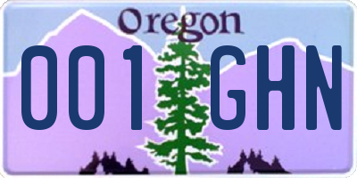 OR license plate 001GHN