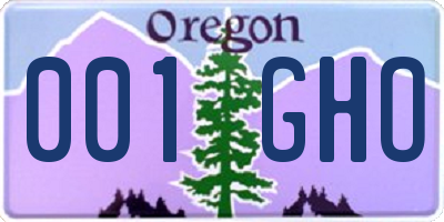 OR license plate 001GHO