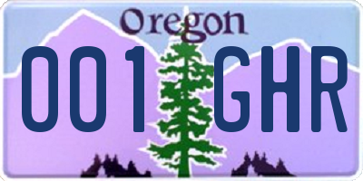 OR license plate 001GHR