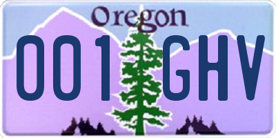 OR license plate 001GHV