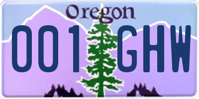 OR license plate 001GHW