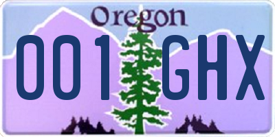 OR license plate 001GHX