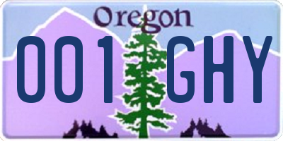 OR license plate 001GHY