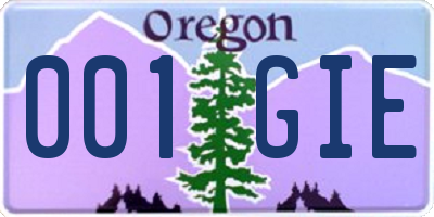 OR license plate 001GIE