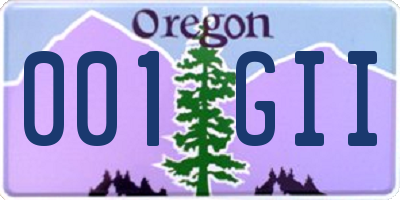 OR license plate 001GII