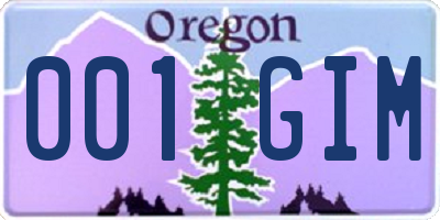 OR license plate 001GIM