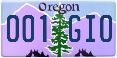 OR license plate 001GIO