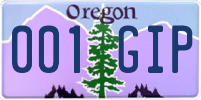 OR license plate 001GIP