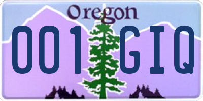 OR license plate 001GIQ