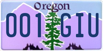 OR license plate 001GIU