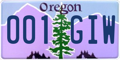 OR license plate 001GIW