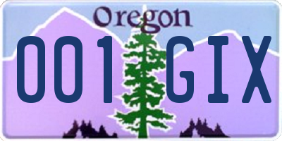 OR license plate 001GIX