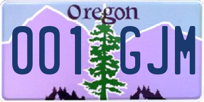 OR license plate 001GJM