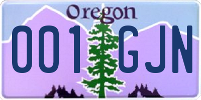 OR license plate 001GJN