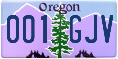 OR license plate 001GJV