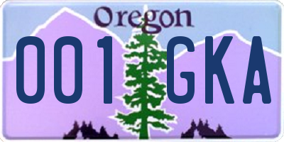 OR license plate 001GKA