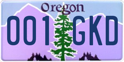 OR license plate 001GKD