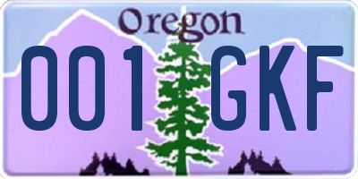 OR license plate 001GKF