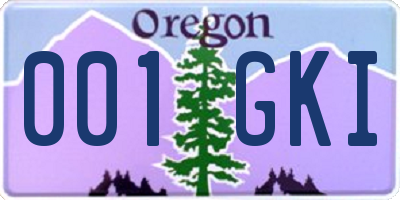 OR license plate 001GKI