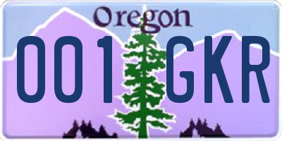 OR license plate 001GKR