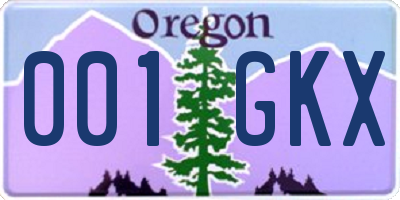 OR license plate 001GKX