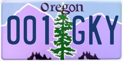 OR license plate 001GKY