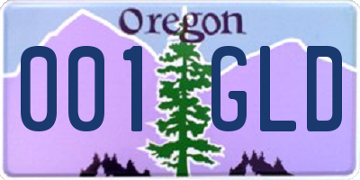OR license plate 001GLD