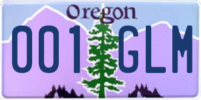 OR license plate 001GLM