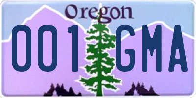 OR license plate 001GMA