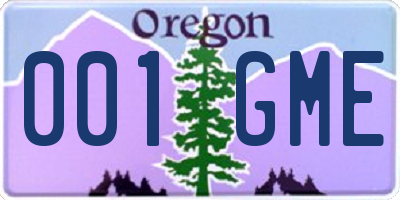 OR license plate 001GME