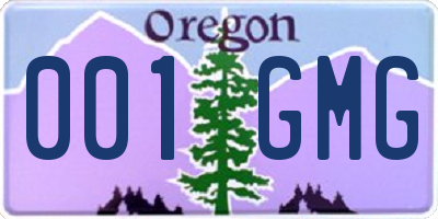 OR license plate 001GMG